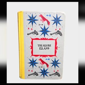 Vintage 1954 Treasure Island Book with Yellow Spine Cardcover Fiction